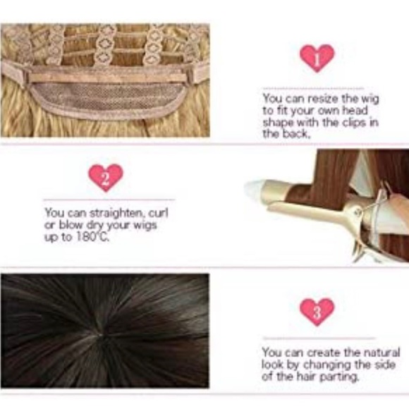 25” Dark Red Wine Long Heat Resistant Fiber Wig with Bangs - Picture 14 of 16